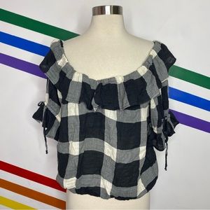 NEW Porridge Gingham Off the Shoulder Top size medium